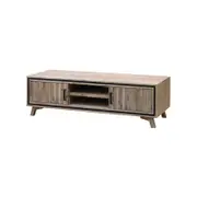 TV Cabinet with 2 Storage Drawers Cabinet Solid Acacia Wooden Entertainment Unit in Sliver Bruch Colour