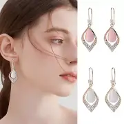 High-quality Geometric Opal Earrings Personality Temperament Diamond-shaped Ear