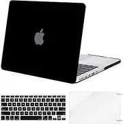 MOSISO Plastic Hard Shell Case & Keyboard Cover & Screen Protector Only Compatible with MacBook Pro Retina 15 inch (Model: A1398, Older Version Release 2015 - end 2012), Black