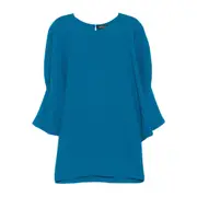 [Gianluca Capannolo] Gianluca Capannolo Bell-sleeve Wool Mini Dress L BLUE