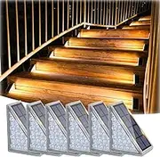 Curb Appeal Solar Lights, Solar Powered Stair Lights Outdoor, Triangle Solar Step Lights, Curb Appeal Lights, Instant Curb Appeal Solar Lights, Led Outdoor Step Lights (6 PCS,Warm)