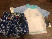 NWT Baby Gap boy 2-piece jungle surf club rash guard swim SET 0 3 6 TWINS