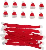 FONDOTIN 20pcs Mini Knit Hats Scarves Christmas Ornaments Tiny Santa Hats Scarves for DIY Doll Accessories for Holiday Art Projects Festive Decor