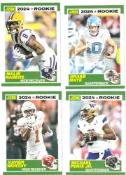 (4) 2024 Score Football Malik Nabers Xavier Worthy Penix Maye Retro 1989 RC Lot