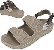 [BBMVP] Slides for Men, Adjustable Beach Sandal Platform Sandals Comfort Lightweight Ultra Cushion EVA Slides, Brown, 10