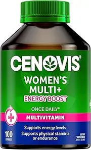 Cenovis Women's Multi+ Energy Boost Capsules 100 - Daily Multivitamin Supports Energy Levels, Physical Stamina, Nervous System Function, Bone & Teeth Health - Maintains Healthy Immune System Function