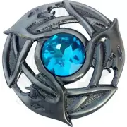 Men’s Celtic Brooch Kilt Fly Plaid Sky Blue Stone Silver Antique/Pins Brooches
