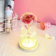 (pink )LED Night Light Lamp Wooden Base With Beautiful Rose Valentines Gift HG