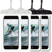 Waterproof Phone Pouch 4Pack, Floating Underwater Phone Case Dry Bag Lanyard Universal IPX8 for iPhone 15 14 13 Pro Max Plus Samsung Galaxy S24 Ultra/S23+/S22/S21 Swimming Snorkeling Black