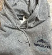 NWT Quicksilver Waterman Hoodie Sweatshirt Gray Pullover Mens Medium. Fish Logo