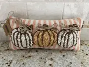 Mud Pie Three Mini Hook Pumpkin Gather Pillow NWT
