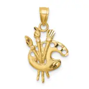 14K Yellow Gold D/C Paint Palette Pendant