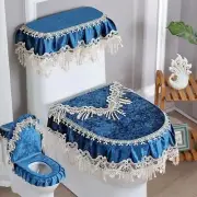 3pcs/Closestool Protector Blue set Pleuche Toilet Seat Cover Bathroom Lid Pads