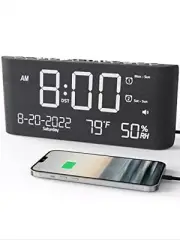 Alarm Clock 8.7 Inch Digital Clock5 Adjustable Volume Calendar Clock with Typ...