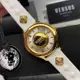 VERSUS VERSACE 凡賽斯女錶 40mm 金色圓形精鋼錶殼 白色立體懸浮雕刻錶面款 VV00313