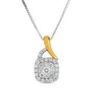 0.25 CT. T.W. Natural Diamond Double Cushion Frame Pendant in 10K Two-Tone Gold