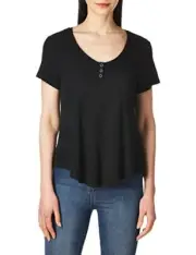 Volcom Women's Lived in Lounge Thermal Short Sleeve Shirt, Black, Small