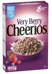 Very Berry Cheerios Breakfast Cereal, Gluten Free, Whole Grains, 411g
