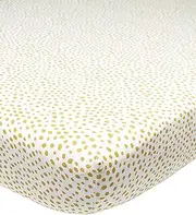 Meyco Baby Cheetah Fitted Cot Bed Sheet (100% Jersey Cotton Flat Sheet, Extra Soft, Breathable, Perfect Fit with Elasticated All Around Size, Size: 70 x 140 cm), Honey Gold