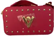 Valentino Orlandi Camera Bag Studded /Double Zip /Crossbody Hot Pink New W/Tags