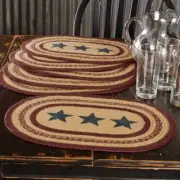 Placemats Potomac Jute Primitive 12x18 Set of 6 Oval Stars Table VHC Brands