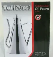 TUFF STEEL LUXURY STAINLESS STEEL 1 LT OIL CAN POURER OLIVE DRIZZLER DISPENSER