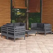 7 Piece Garden Lounge Set with Cushions Solid Pinewood, Conversation Sets