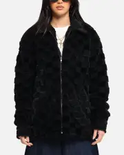 [XXIII] Xxiii Checkerboard Fur Jacket Black - Size L L Black