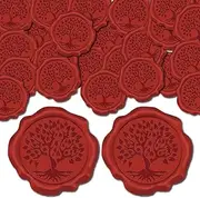 CRASPIRE Pack of 50 Wax Seal Stickers, Dark Red Tree of Life, Decoration Stickers, Self-Adhesive Envelope Sealing Stickers for Wedding Invitations, Envelopes, Decor, Christmas