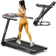 [Costway] 4.75HP Folding Treadmill with 15-Level Auto Incline, 20 Preset Programs，Voice and APP Control, Running/Jogging Machine with Bluetooth Connectivity, Mirror LED Display, Cardio Exercise Machine