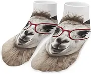 [QMNVBDS] Llama with Glasses Socks Ankle Length Socks Casual Short Socks for Women Men Low Cut Sports Socks Running Socks No Show Socks Ankle Socks Athletic Socks Workout Socks, Style, One Size, Style