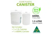 2x Plastic Canister Storage Containers BPA FREE Kitchen Food Fridge Jar Box Bins