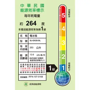 🍃銀杏生活百貨 【好市多COSTCO代訂】夏普SHARP  253公升雙頻雙門冰箱