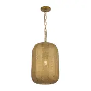 Micah Perforated Iron Antique Brass Oblong Pendant Light
