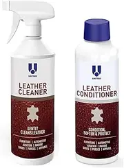UNITERS Leather Cleaner and Conditioner Foam Solution Cream Bundle, for use of Leather Furniture, Car Interior, Apparel, Boots, Shoes, Bags, and More