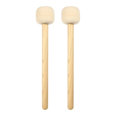 2 Pcs Drum Mallets Felt Drumsticks Wool Head Bass Beater Marching