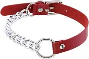 [FM FM42] Multicolor PU Simulated Leather Silvert-tone Chain Dangle O Ring Belt Collar Choker Necklace
