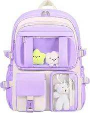 [HORHEAR] Kawaii Backpack for School Girls Cute Bag with Kawaii Stuff Bear Pendant Backpack Aesthetic for Kids