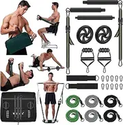 Multifunctional Portable Pilates Bar Kit with Resistance Bands, Home Gym Equipment with Handles - Stackable Pilates Flexbands Supports Full-Body Workouts for Yoga