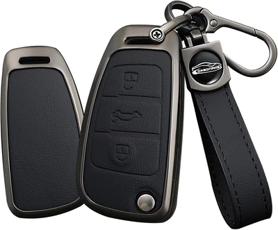 TECART Flip Key Case Folding Key Fob Holder fit for Audi A1 A3 A4 B8 A5 A6 C7...
