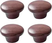 Wood Knobs 4Pcs Solid Wood Handle Drawer Wardrobe Door Cabinet Cabinet Round Single Hole Log Door Handle Black Walnut