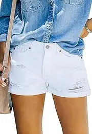 [Generic] Women’s Casual Elastic Waist Shorts Summer Comfy Cotton Shorts with Pockets for Women