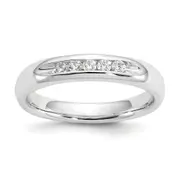 0.15ct. CZ Solid Real 14K White Gold 5-Stone Channel Wedding Band Ring
