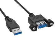 1ft SuperSpeed USB 3.0 Panel Mount Type A to Type A Male to Female Extension ...