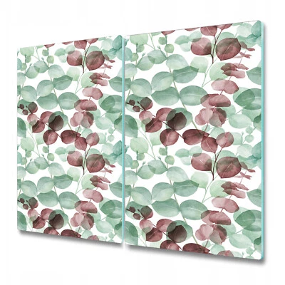 Glass Chopping Cutting Board Worktop Saver Eucalyptus Colourful Floral 2x30x52