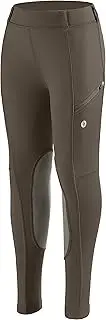 [SANTINY] Girls Horse Riding Pants with Zipper Pockets Kids Stretchy Equestrian Breeches Knee-Patch Youth Schooling Tights