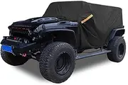 X AUTOHAUX SUV Car Cover Cab Cover for Jeep Wrangler JK JL Hardtop and Convertible Soft Top 4 Door 2007-2021 Outdoor Sun Dust Wind Snow Protection 420D Oxford with Driver Door Zipper Black