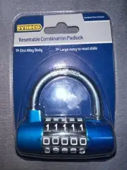 Syneco Resettable Combination Padlock Blue Large easy to read dials BNIB