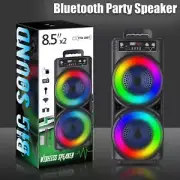5000W Dual 8.5'' Bluetooth Speaker Sub Woofer Heavy Bass Sound System Party &Mic
