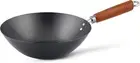 Carbon Steel Wok, 27cm, Classic, Non-Induction/Wooden Handle/Flat Base Pan,